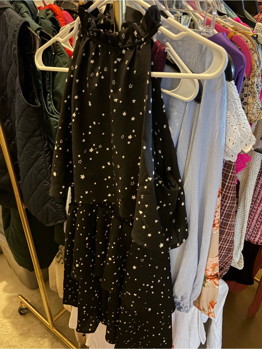 Mud Pie Black Star Print Mini Dress